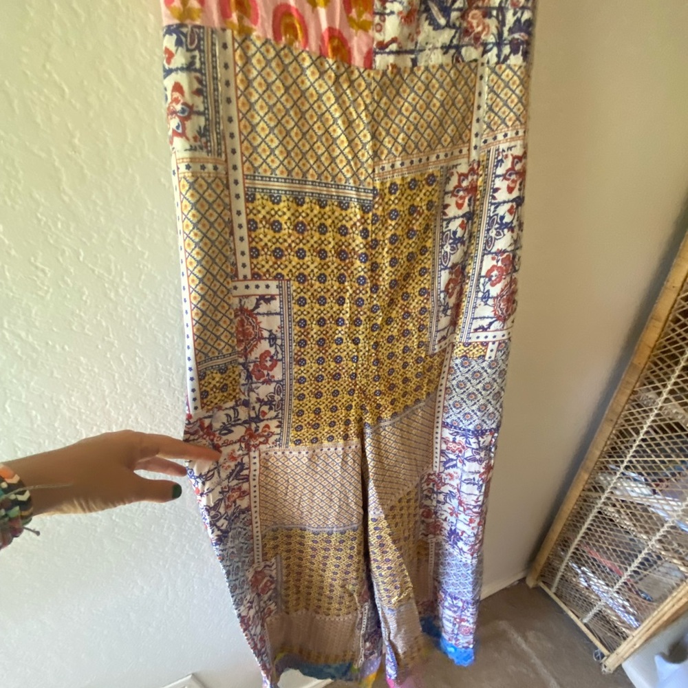 Amazing Anthropologie Let Me Be Patchwork Overalls size XL - Picture 12 of 14